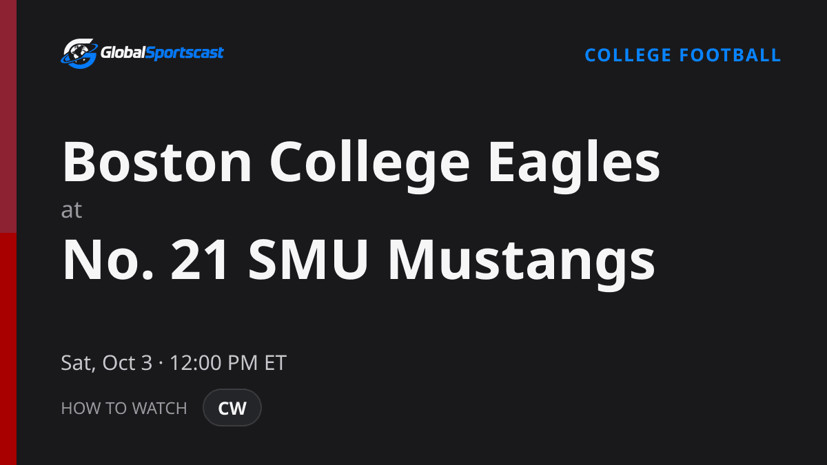 How to Watch Boston College Eagles vs. SMU Mustangs: TV Channel, Time & Stream
