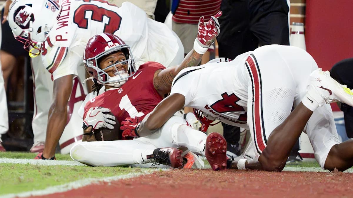 Coleman-Williams catches two TDs as Alabama races past South Carolina 49-18