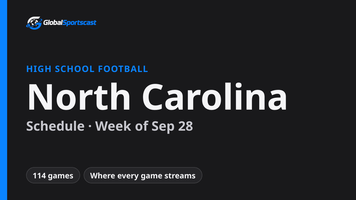 North Carolina High School Football Schedule, Week of Sep 28: How to Watch