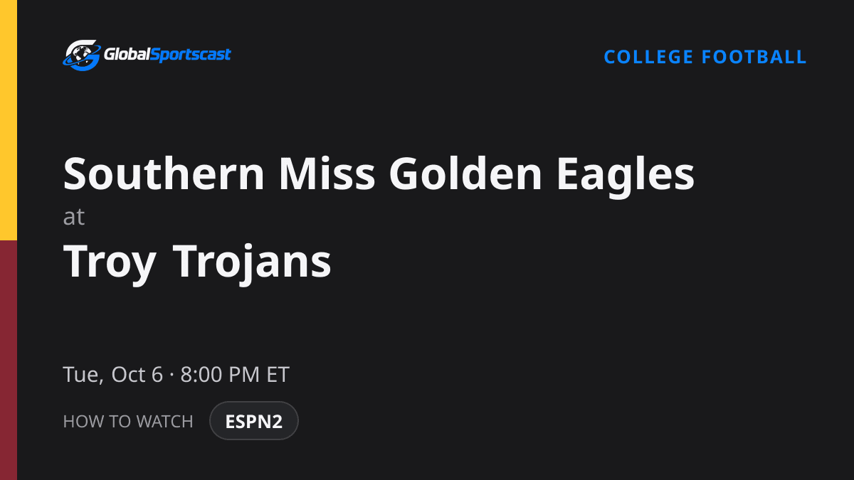 How to Watch Southern Miss Golden Eagles vs. Troy Trojans: TV Channel, Time & Stream