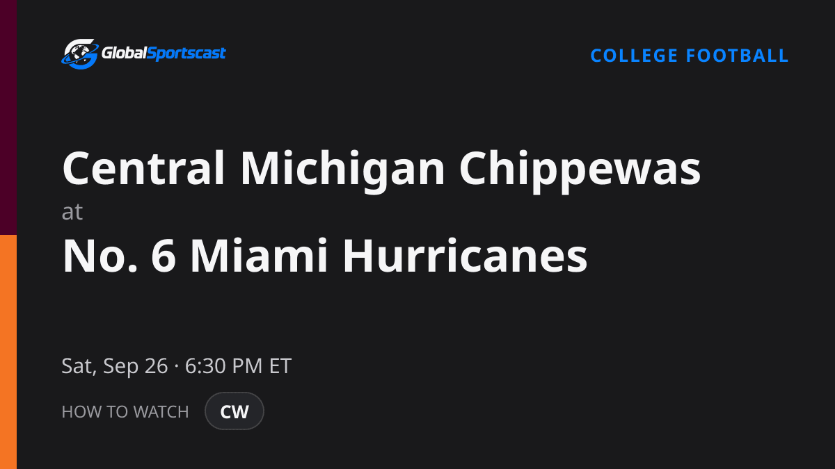 How to Watch Central Michigan Chippewas vs. Miami Hurricanes: TV Channel, Time & Stream