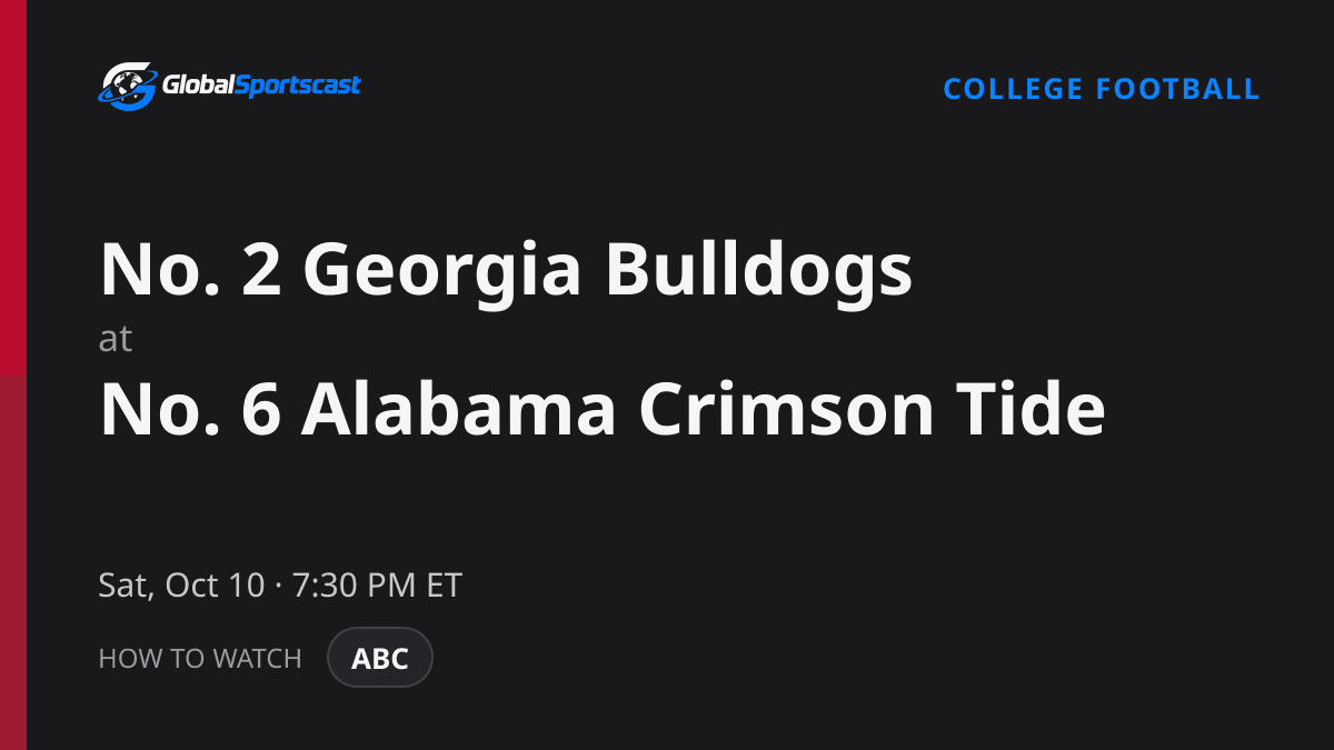 How to Watch Georgia Bulldogs vs. Alabama Crimson Tide: TV Channel, Time & Stream