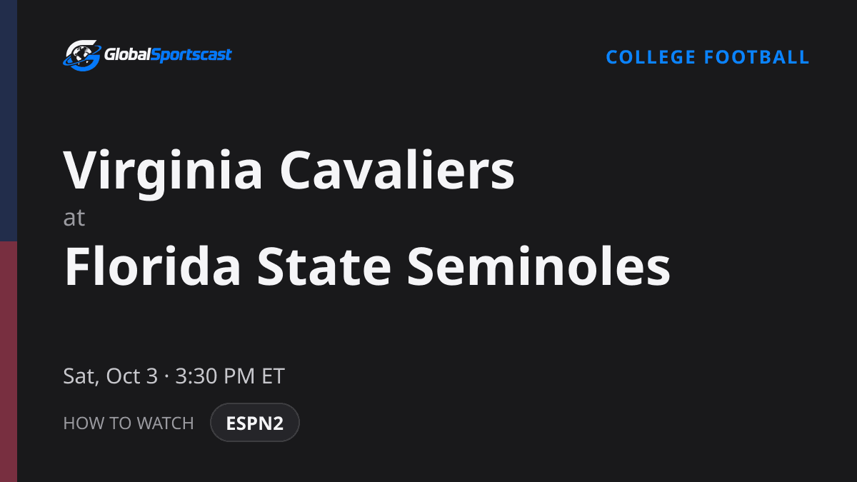 How to Watch Virginia Cavaliers vs. Florida State Seminoles: TV Channel, Time & Stream