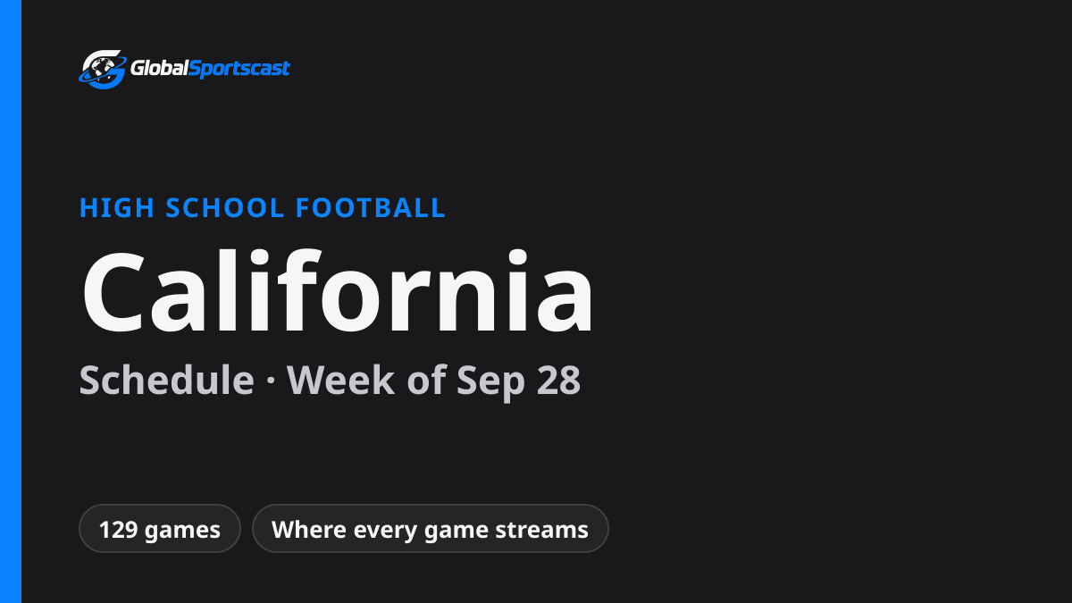California High School Football Schedule, Week of Sep 28: How to Watch
