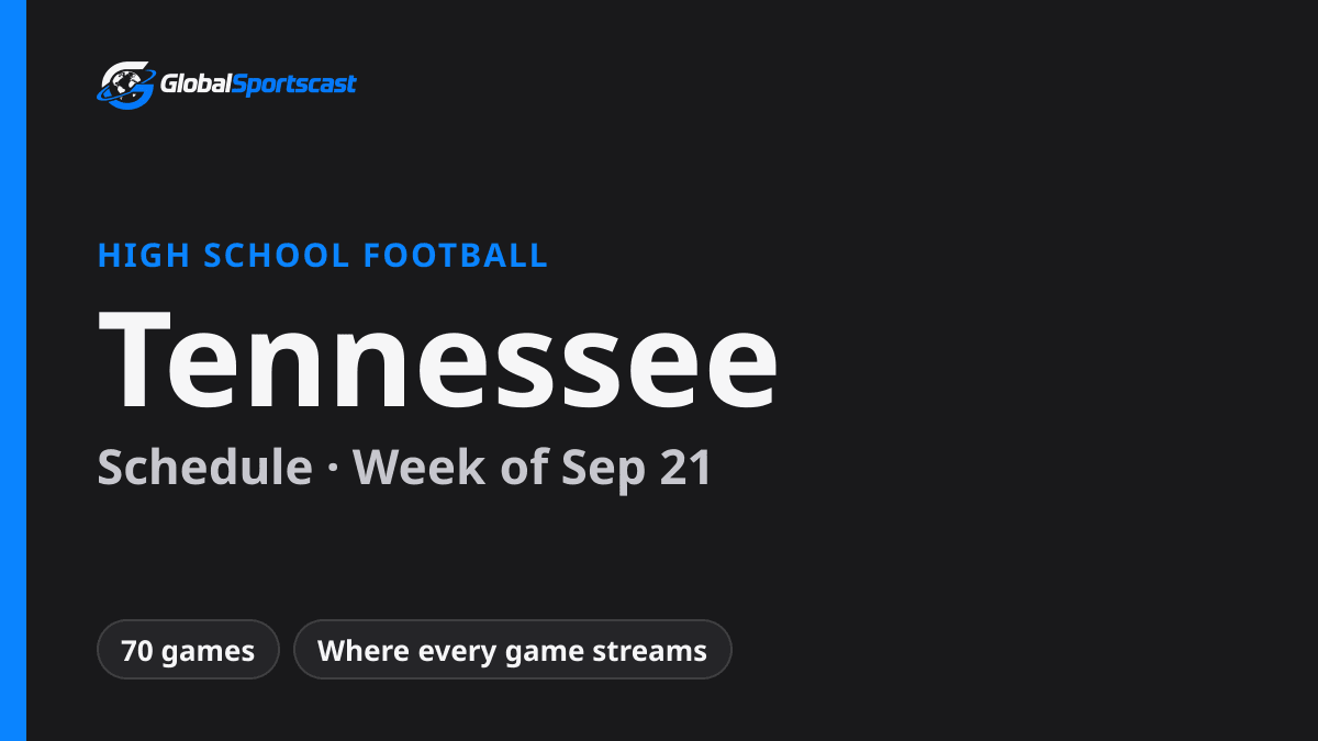 Tennessee High School Football Schedule, Week of Sep 21: How to Watch