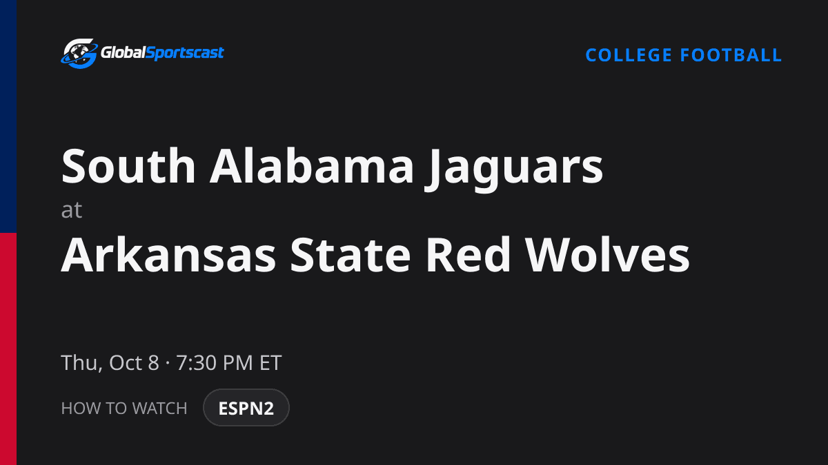 How to Watch South Alabama Jaguars vs. Arkansas State Red Wolves: TV Channel, Time & Stream
