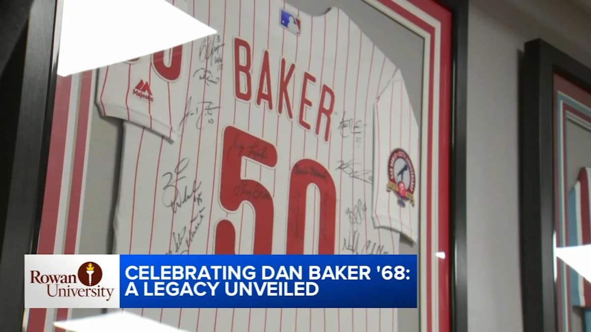 Phillies voice Dan Baker marks 80th birthday with Rowan memorabilia gift