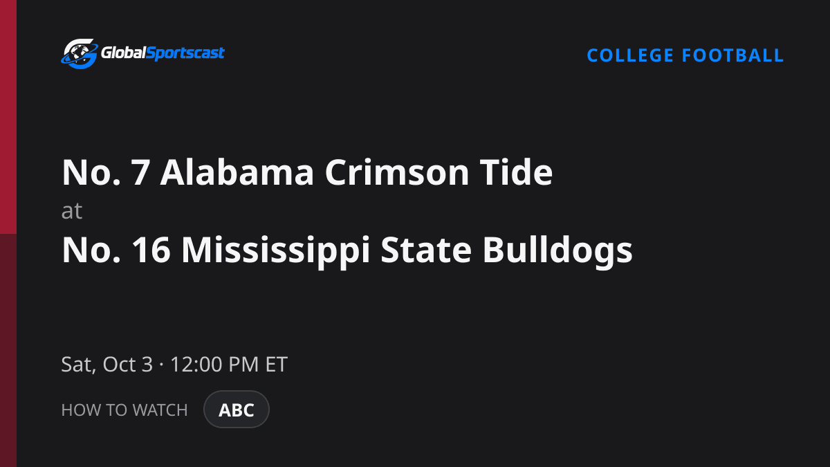 How to Watch Alabama Crimson Tide vs. Mississippi State Bulldogs: TV Channel, Time & Stream