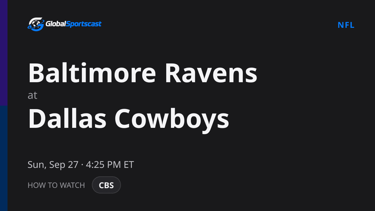 How to Watch Baltimore Ravens vs. Dallas Cowboys: TV Channel, Time & Stream