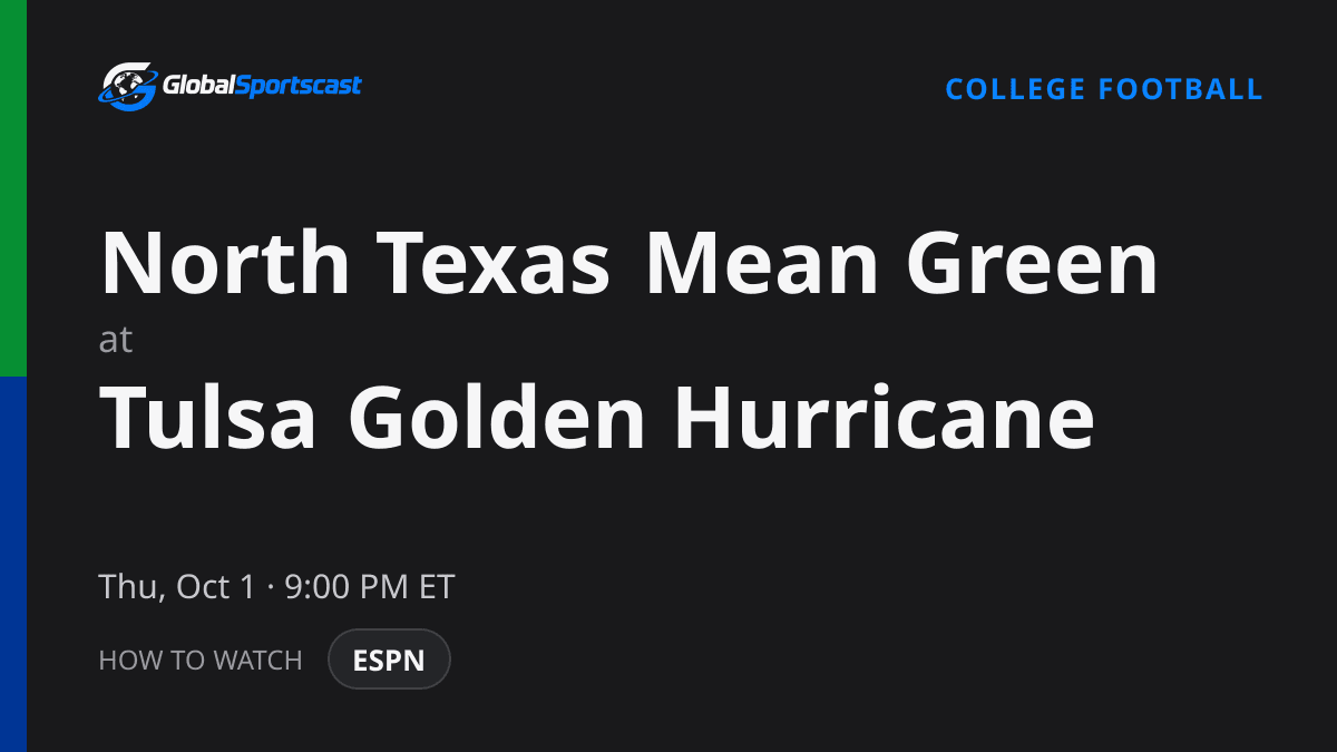 How to Watch North Texas Mean Green vs. Tulsa Golden Hurricane: TV Channel, Time & Stream