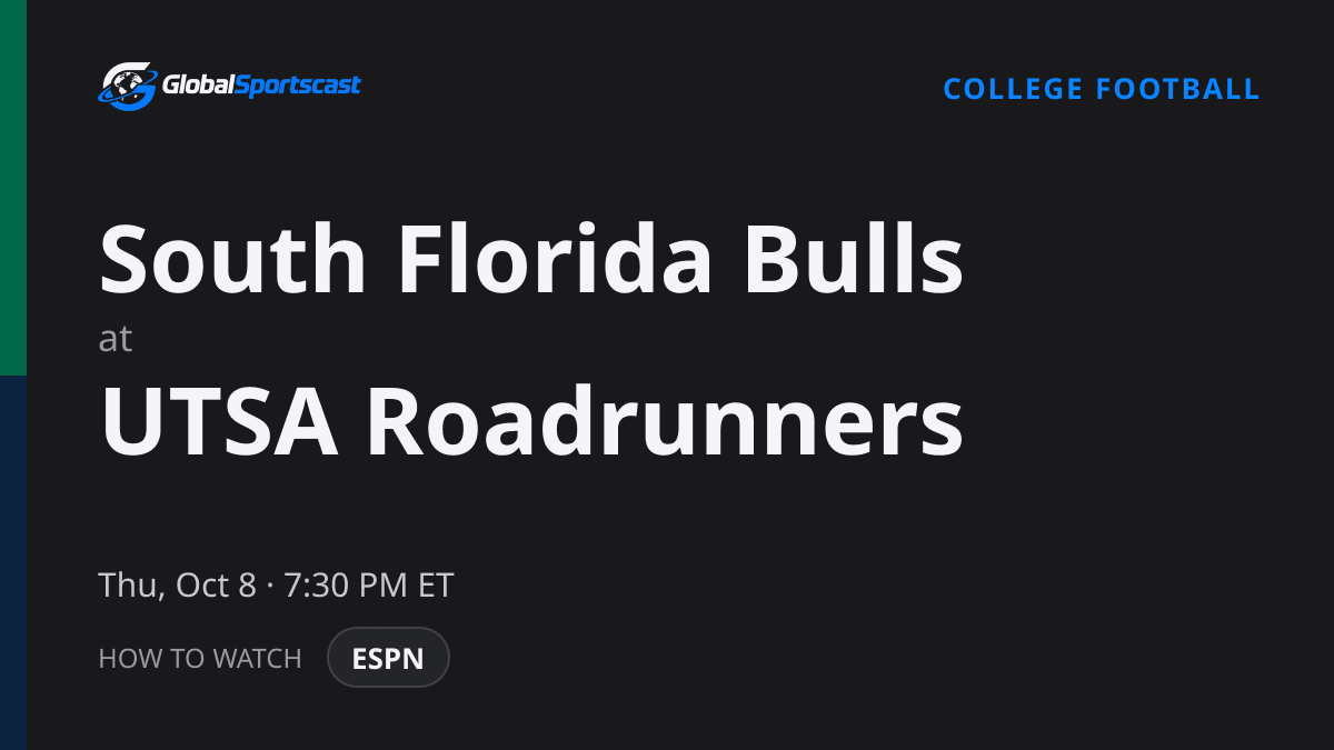 How to Watch South Florida Bulls vs. UTSA Roadrunners: TV Channel, Time & Stream