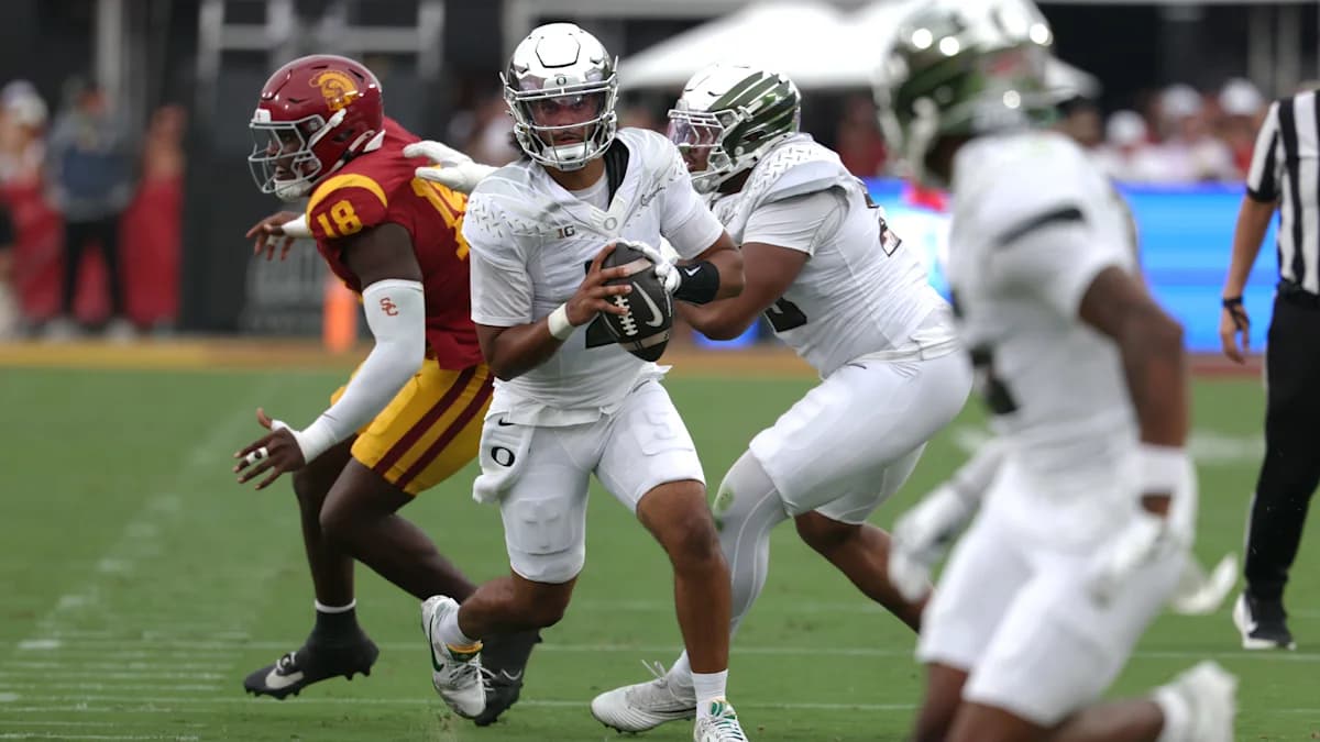 Oregon QB Dante Moore Has Concussion, No Further Damage; USC Suspends Stephens