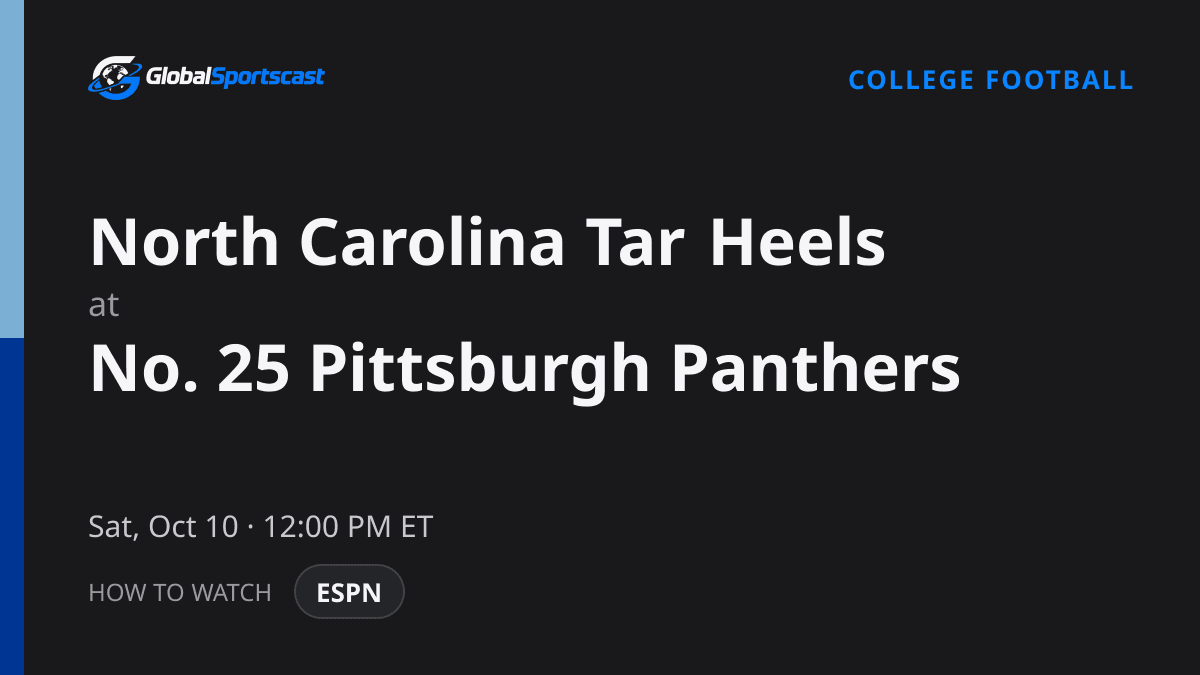 How to Watch North Carolina Tar Heels vs. Pittsburgh Panthers: TV Channel, Time & Stream
