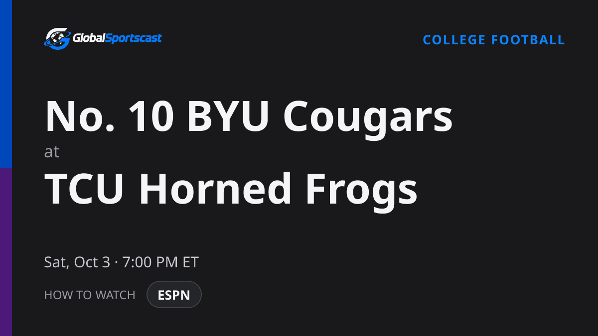 How to Watch BYU Cougars vs. TCU Horned Frogs: TV Channel, Time & Stream